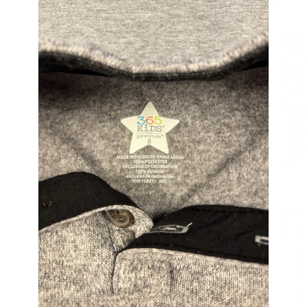 365 Kids Garanimals Boys Size 8 Gray Heather Pullover Sweater 3 Buttons Explorer